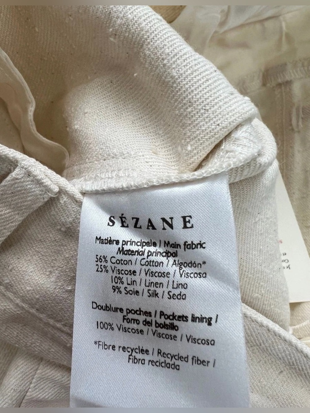 Sezane Soan Trousers – Ecru Natural Linen Blend (Size US 8 / FR 40) NWT - Picture 6 of 8